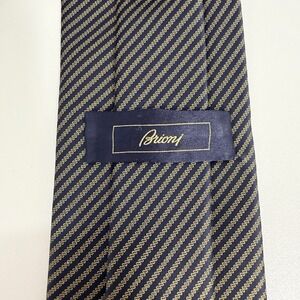 Brioni NEW Men's Tie Striped Navy Blue & Bronze Satin Silk 3 5/8" (W) x 59" (L)
